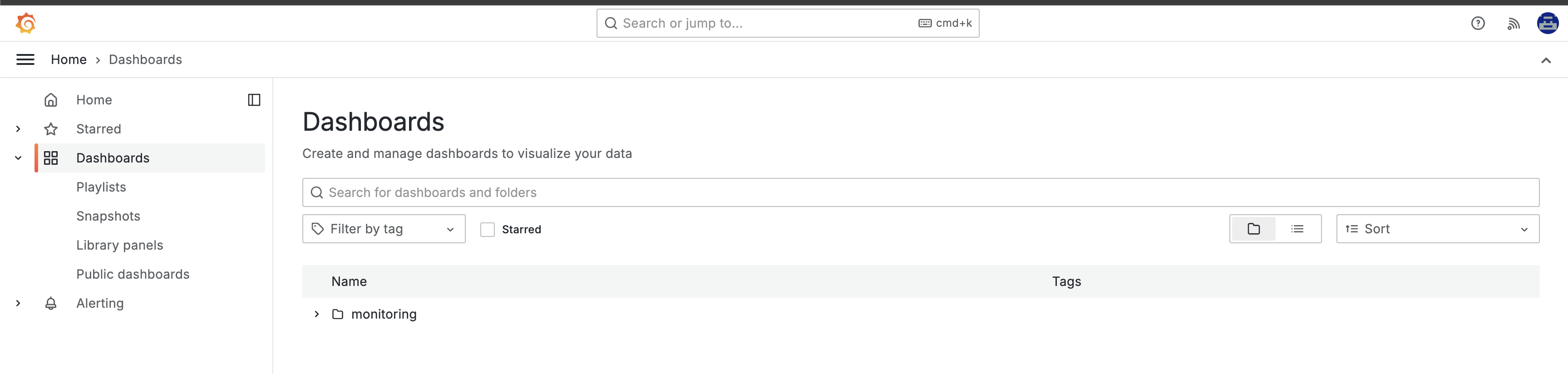 grafana dashboards list