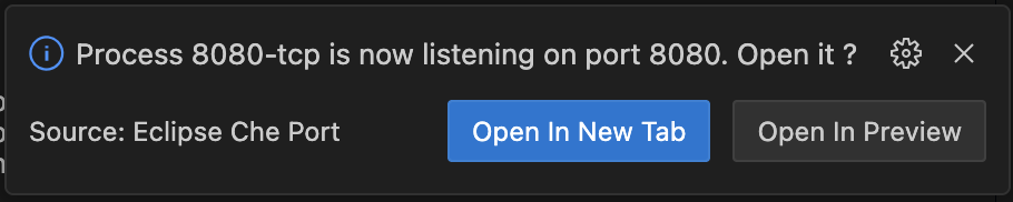 devspaces port notification