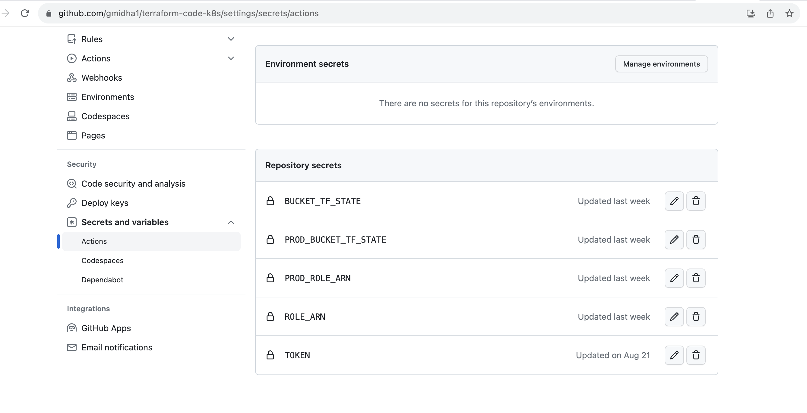github secrets