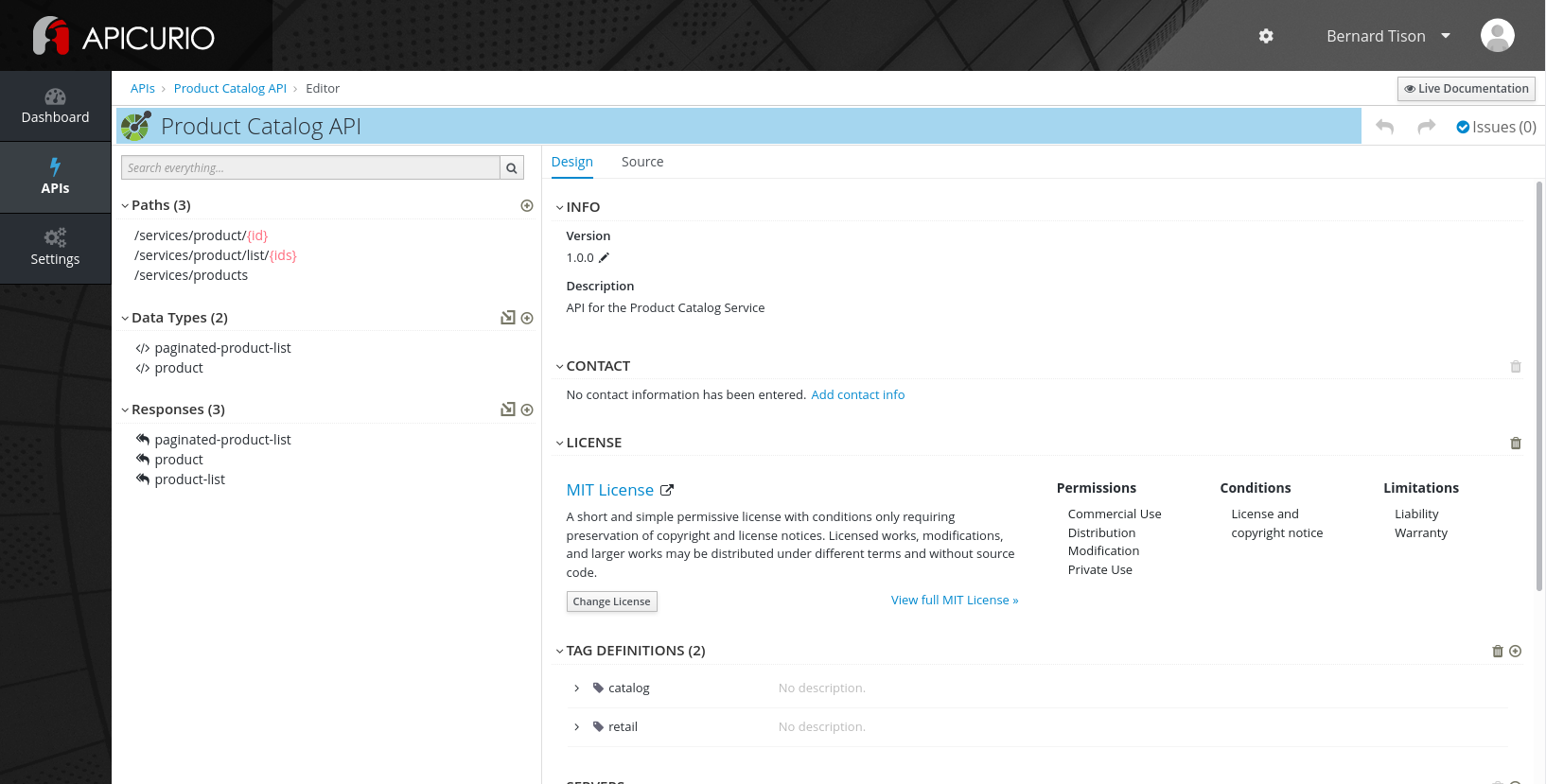 apicurio edit api