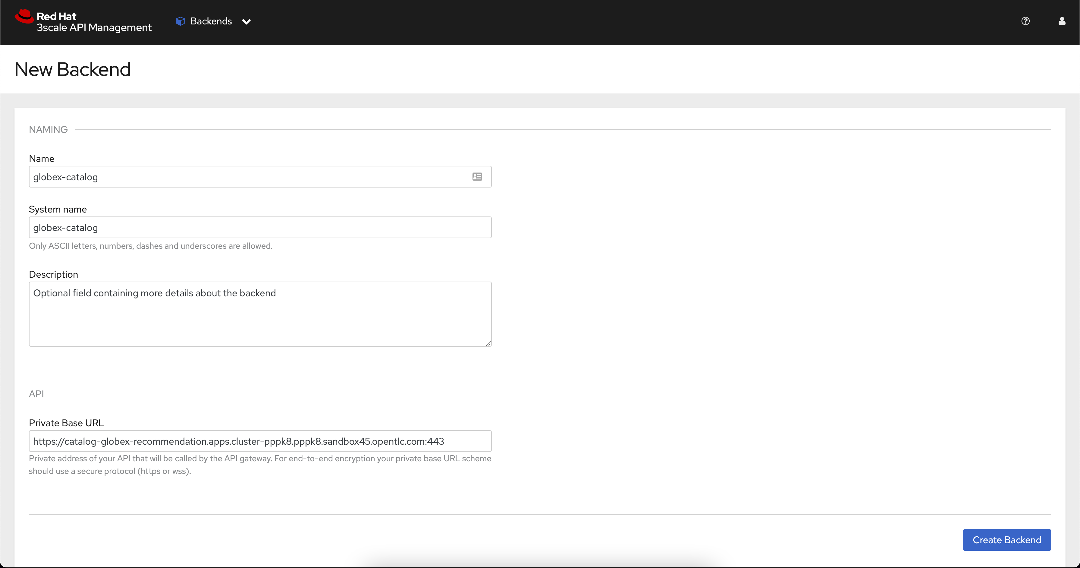 create backend