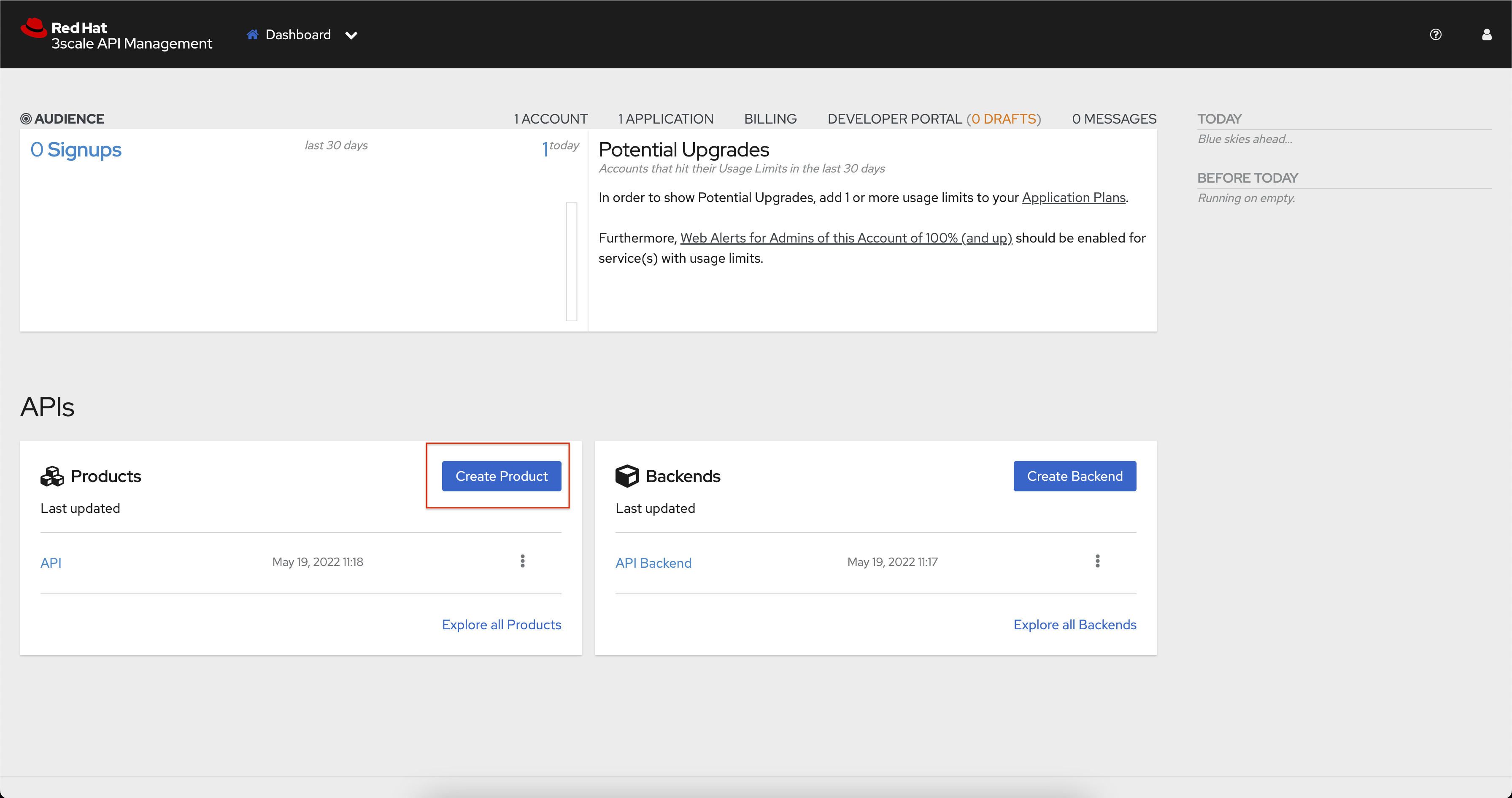 Red Hat OpenShift API Management Dashboard