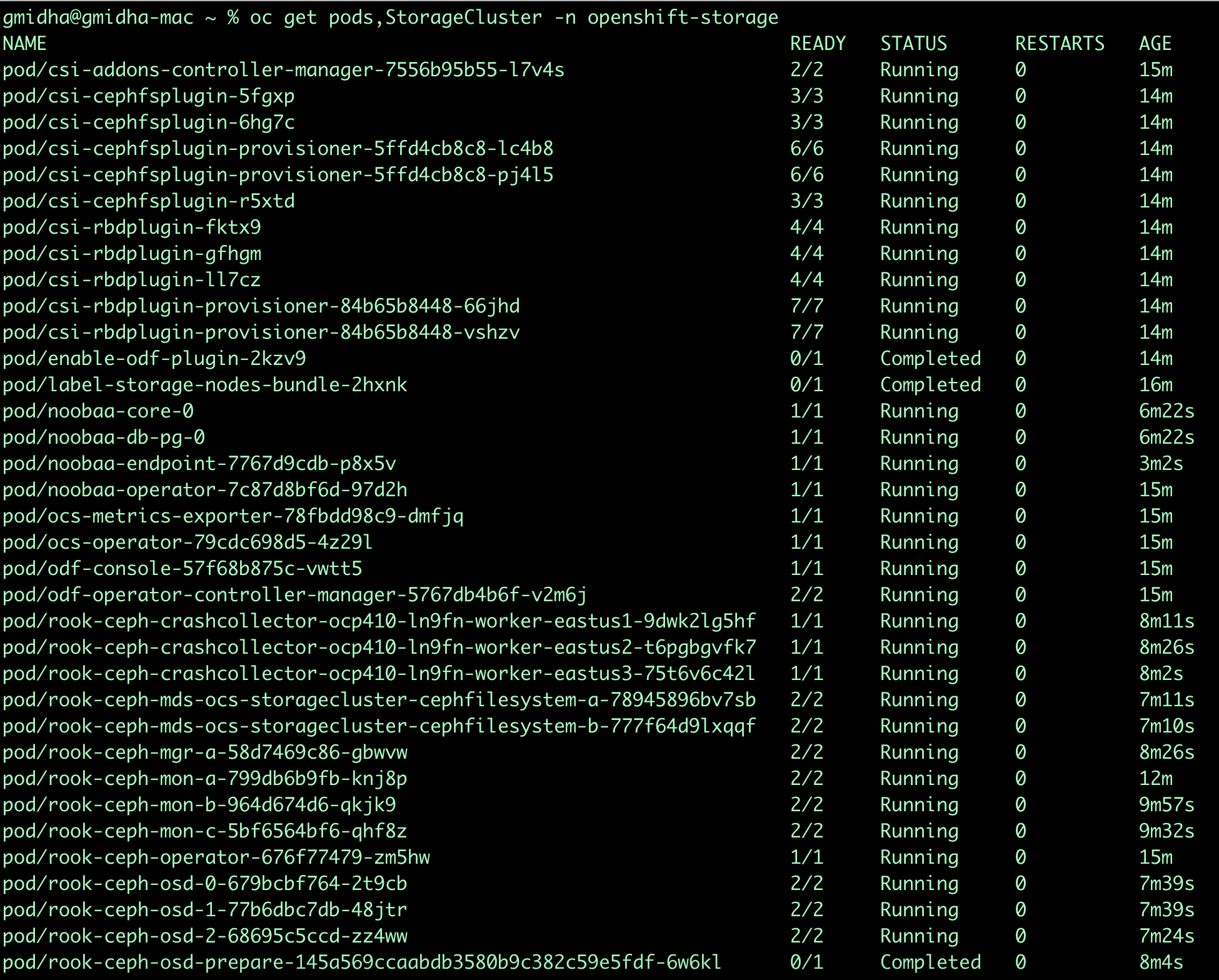 Azure Pods ODF