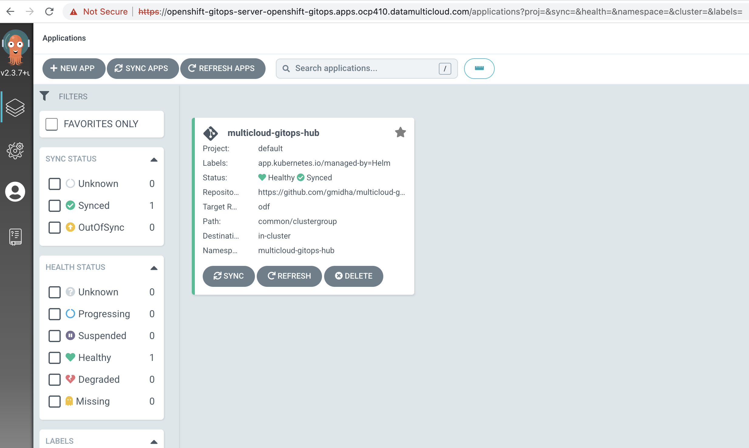 Hub ArgoCD UI